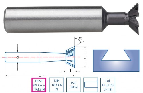 Frézy HSSE 8%Co na rybiny DIN1833AN/ISO3859, povlak TIALSIN zvyšuje odolnost proti opotřebení o 35%!