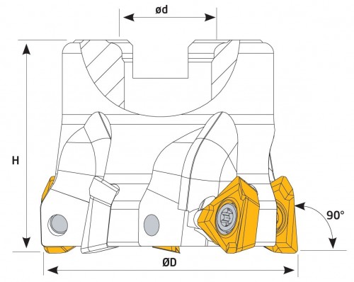 Frézy do rohu i na plochu 90° na destičky 3PKT1505.. s chlazením
