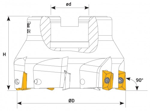 Frézy do rohu i na plochu 90° na destičky ADMT1204.. s chlazením