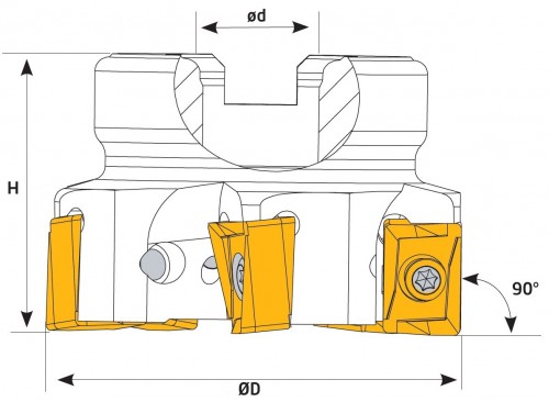 Frézy do rohu i na plochu 90° na destičky ANKX1607.. s chlazením