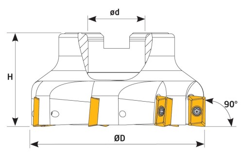 Frézy do rohu i na plochu 90° na destičky APKT1604.. s chlazením