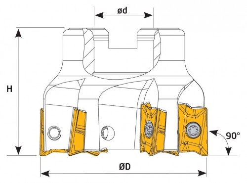 Frézy do rohu i na plochu 90° na destičky APKT1705.. s chlazením
