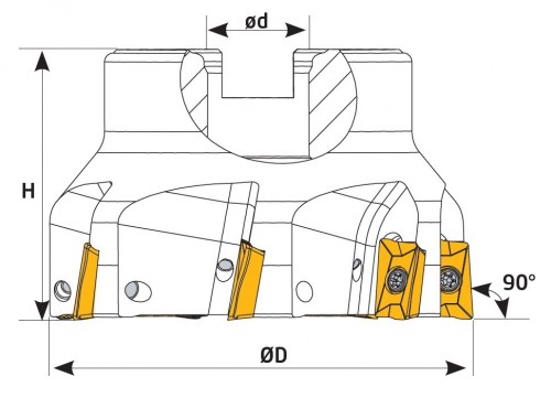 Frézy do rohu i na plochu 90° na destičky APMT.. s chlazením