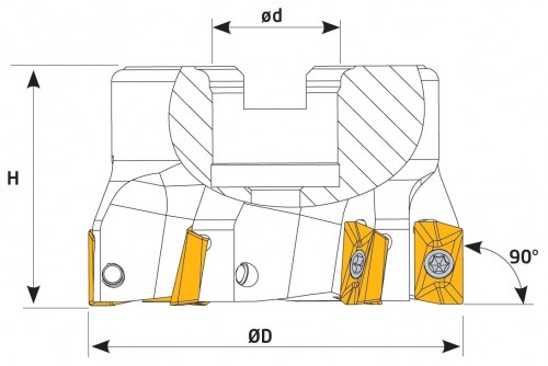 Frézy do rohu i na plochu 90° na destičky BOMT1304.. s chlazením