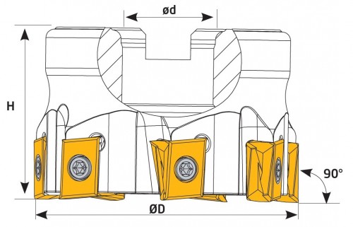 Frézy do rohu i na plochu 90° na destičky LNMT1306.. s chlazením