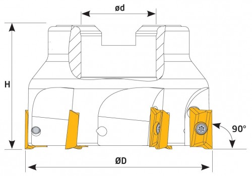Frézy do rohu i na plochu 90° na destičky R390-1704.. s chlazením