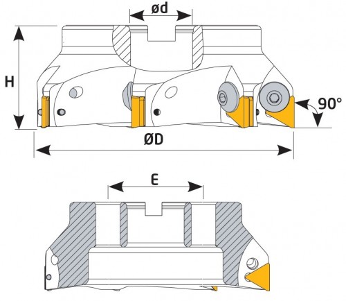 Frézy do rohu i na plochu 90° na destičky TPKN/TPUN/TPKR.. s chlazením