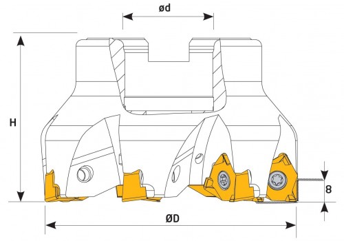 Frézy do rohu i na plochu 90° na destičky XNEX.. s chlazením