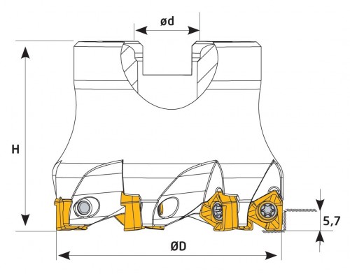 Frézy do rohu i na plochu 90° na destičky XNKT.. s chlazením