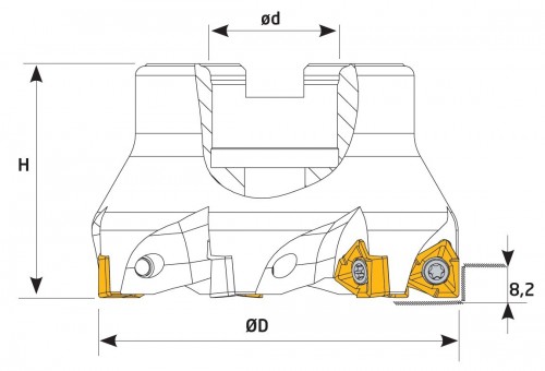 Frézy do rohu i na plochu 90° na destičky XNKT.. s chlazením