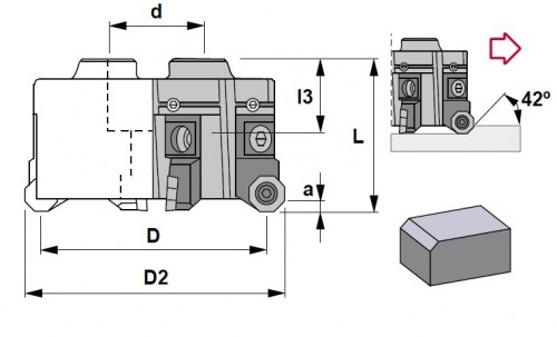 Frézy na plochu 42° na destičky ODMT..