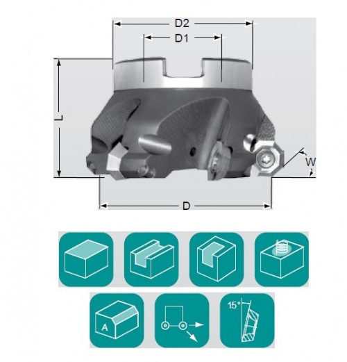 Frézy na plochu 43° na destičky OFKT05T3/OFEX05T3.. s chlazením