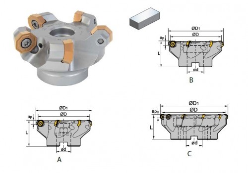 Frézy na plochu 45° na destičky ODMT0605../ODHT0605..