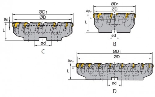 Frézy na plochu 45° na destičky OFKR.. s chlazením