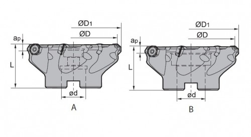 Frézy na plochu 45° na destičky OFKT.. s chlazením i bez chlazení