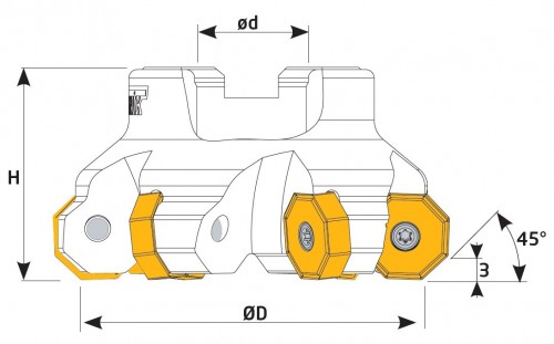 Frézy na plochu 45° na destičky ONMU.. s chlazením