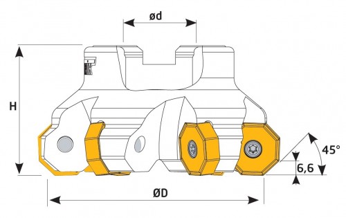 Frézy na plochu 45° na destičky ONMX..