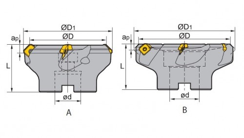 Frézy na plochu 45° na destičky SEET..