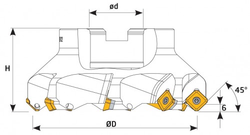 Frézy na plochu 45° na destičky SEET.. s chlazením