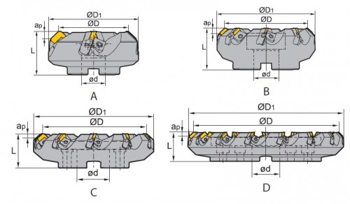 Frézy na plochu 45° na destičky SEKN/SEKR..
