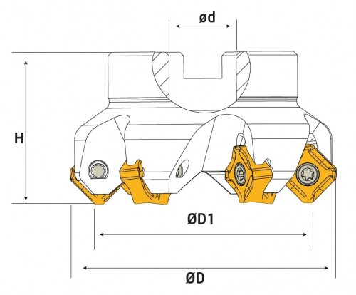 Frézy na plochu 45° na destičky SNHX1206/SNKX1206.. s chlazením