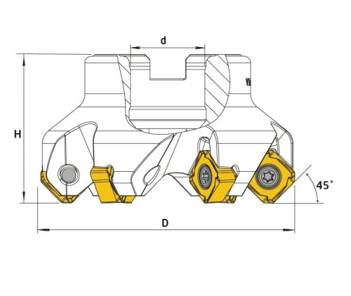 Frézy na plochu 45° na destičky SNMU1305..