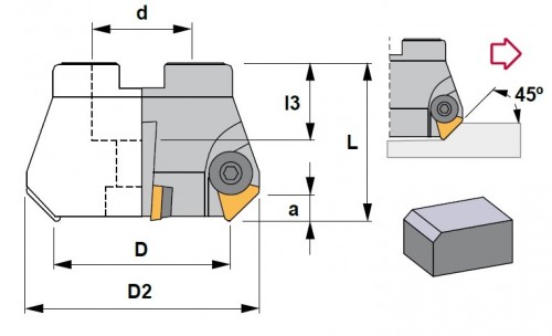 Frézy na plochu 45° na destičky TPUN2204..