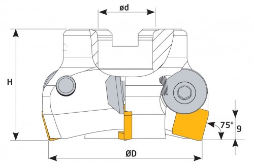 Frézy na plochu 75° na destičky SPKN,SPKR,SPUN, SPEX.. s chlazením