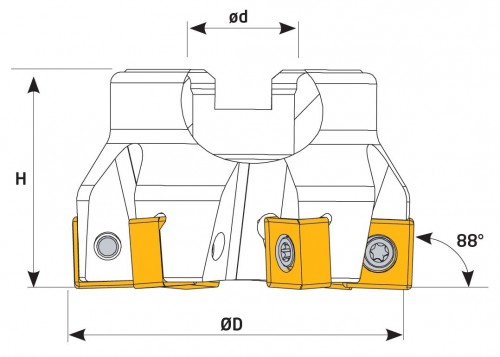 Frézy na plochu 88° na destičky SNMX1206.. s chlazením