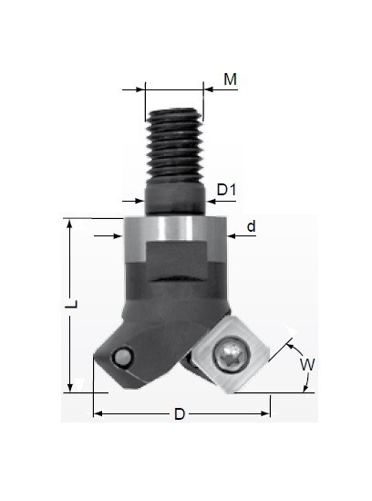 Frézy se závitovým adaptérem 45° na plochu na destičky SEKX../SEET1204.. s chlazením