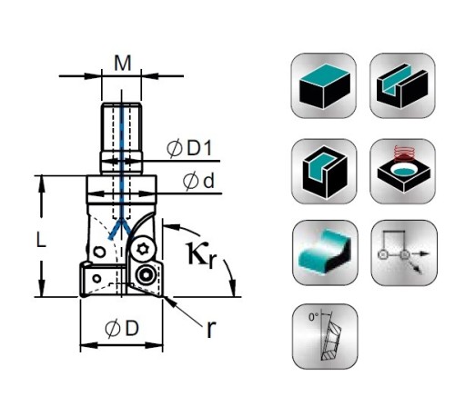 Frézy se závitovým adaptérem 90° na plochu na destičky XDH.. s chlazením