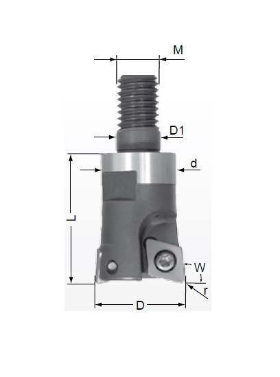 Frézy se závitovým adaptérem 95° na plochu na destičky XDH.. s chlazením