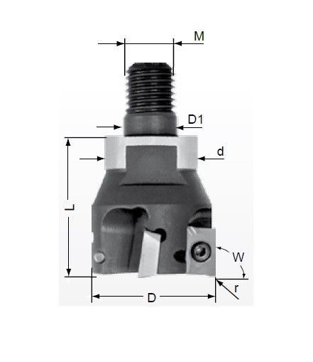 Frézy se závitovým adaptérem  do rohu i na plochu 90° na destičky ADKT1505.. s chlazením