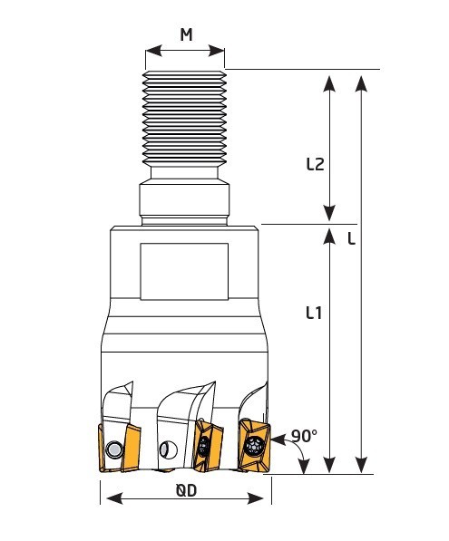Frézy se závitovým adaptérem  do rohu i na plochu 90° na destičky ADMX0702..