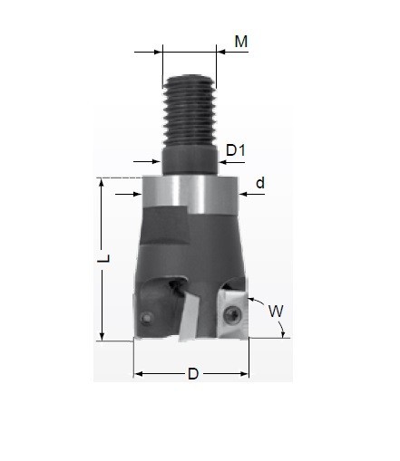 Frézy se závitovým adaptérem  do rohu i na plochu 90° na destičky APKT1003PD.. s chlazením