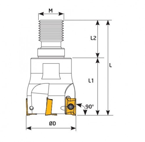 Frézy se závitovým adaptérem  do rohu i na plochu 90° na destičky APKT1604.. s chlazením