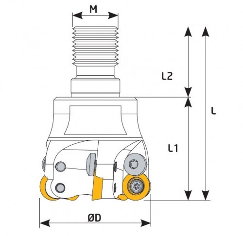 Frézy se závitovým adaptérem na kruhové destičky RD.. - KOPÍROVACÍ FRÉZY S CHLAZENÍM