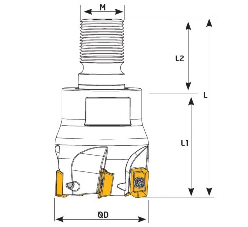 Frézy se závitovým adaptérem na plochu na destičky APMT0903.. s chlazením