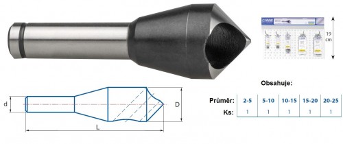 HSSE 5%Co srážeče na odstraňování otřepů 90° NA ZÁVĚSNÉ LIŠTĚ 33 CM
