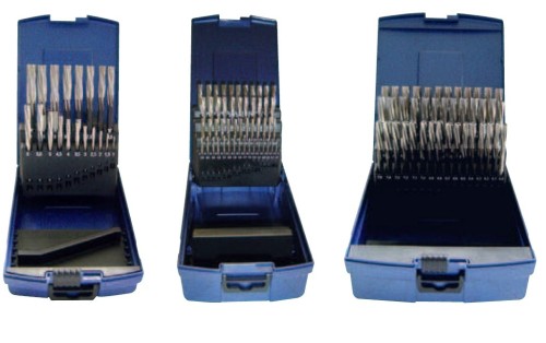 HSSE strojní výstružníky s přímými drážkami DIN212 - S ODLEHČENÍM - H7, tolerance stopky = h9 V SADĚ 19 KS rozsah 1-10 po 0,5 mm