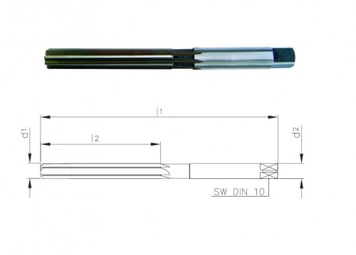 HSS ruční výstružníky s přímými drážkami - H7 DIN206, tolerance stopky = e9 V SADĚ 41 KS rozsah 6-10 po 0,1 mm