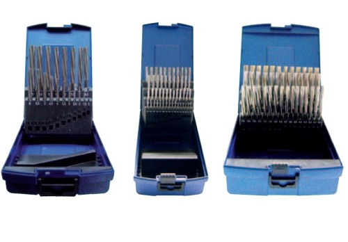 HSS ruční výstružníky se spirálovými drážkami - H7 DIN206, tolerance stopky = e9 V SADĚ 19 KS rozsah 1-10 po 0,5 mm