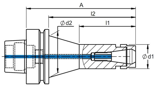 KLEŠTINOVÝ UPÍNAČ DIN 6499 ER HSK-F PRO KLEŠTINY ER16 S ŠESTIHRANNOU MATICÍ UM