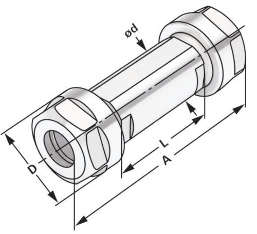 KLEŠTINOVÝ UPÍNAČ S WELDON PLOŠKOU S ŠESTIHRANNOU MATICÍ OBOUSTRANNÝ DIN6499 (ISO15488) S CHLAZENÍM