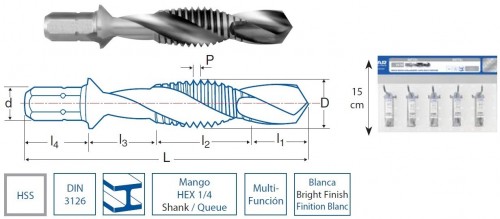 KOMBINOVANÝ HSS VRTÁK SE ZÁVITNÍKEM V SADĚ DIN3126- MULTIFUNKČNÍ NA ZÁVĚSNÉ LIŠTĚ 33 CM KOMBINOVANÝ HSS VRTÁK SE ZÁVITNÍKEM V SADĚ DIN3126- MULTIFUNKČNÍ NA ZÁVĚSNÉ LIŠTĚ 33 CM