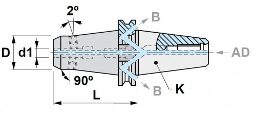 KOMBINOVANÝ WELDONOVÝ UPÍNAČ/WHISTLE NOTCH DIN6359 (NAKLONĚNÁ PLOŠKA) PRO UPNUTÍ DIN1835B+E DLOUHÝ