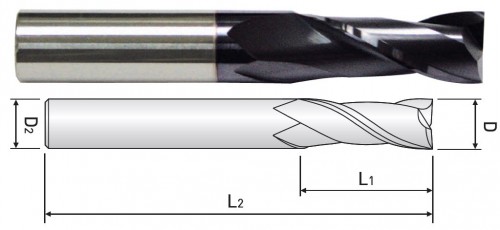 KRÁTKÉ 2-BŘITÉ FRÉZY HRC55