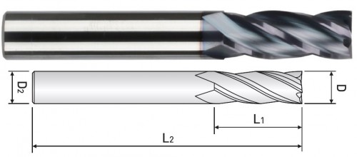 KRÁTKÉ 4-BŘITÉ FRÉZY HRC55