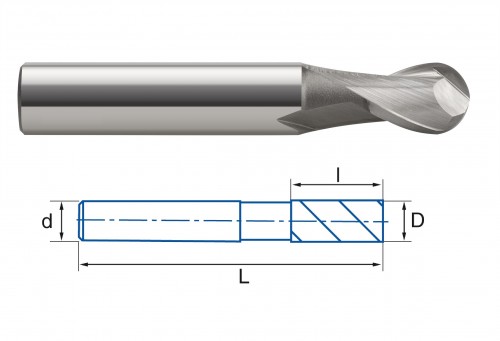 KULOVÉ FRÉZY HSSE 8% Co - 30° DIN327N