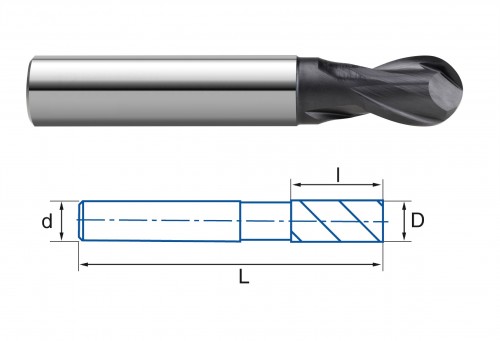 KULOVÉ FRÉZY HSSE 8% Co + TIALSIN - 30° DIN327N